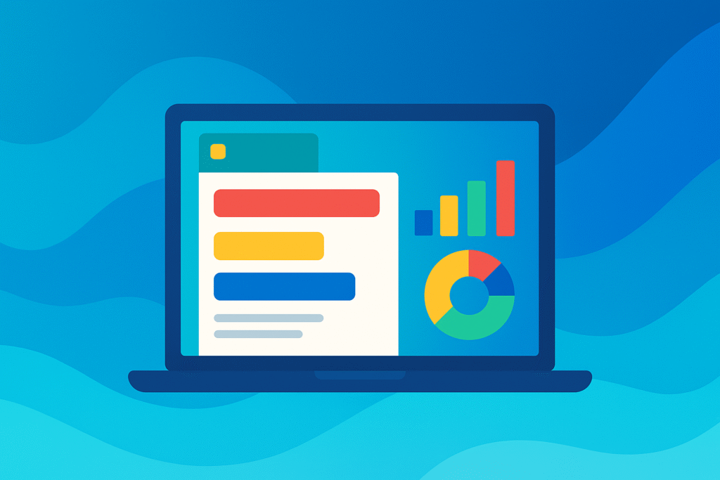abstract interface with charts and shapes